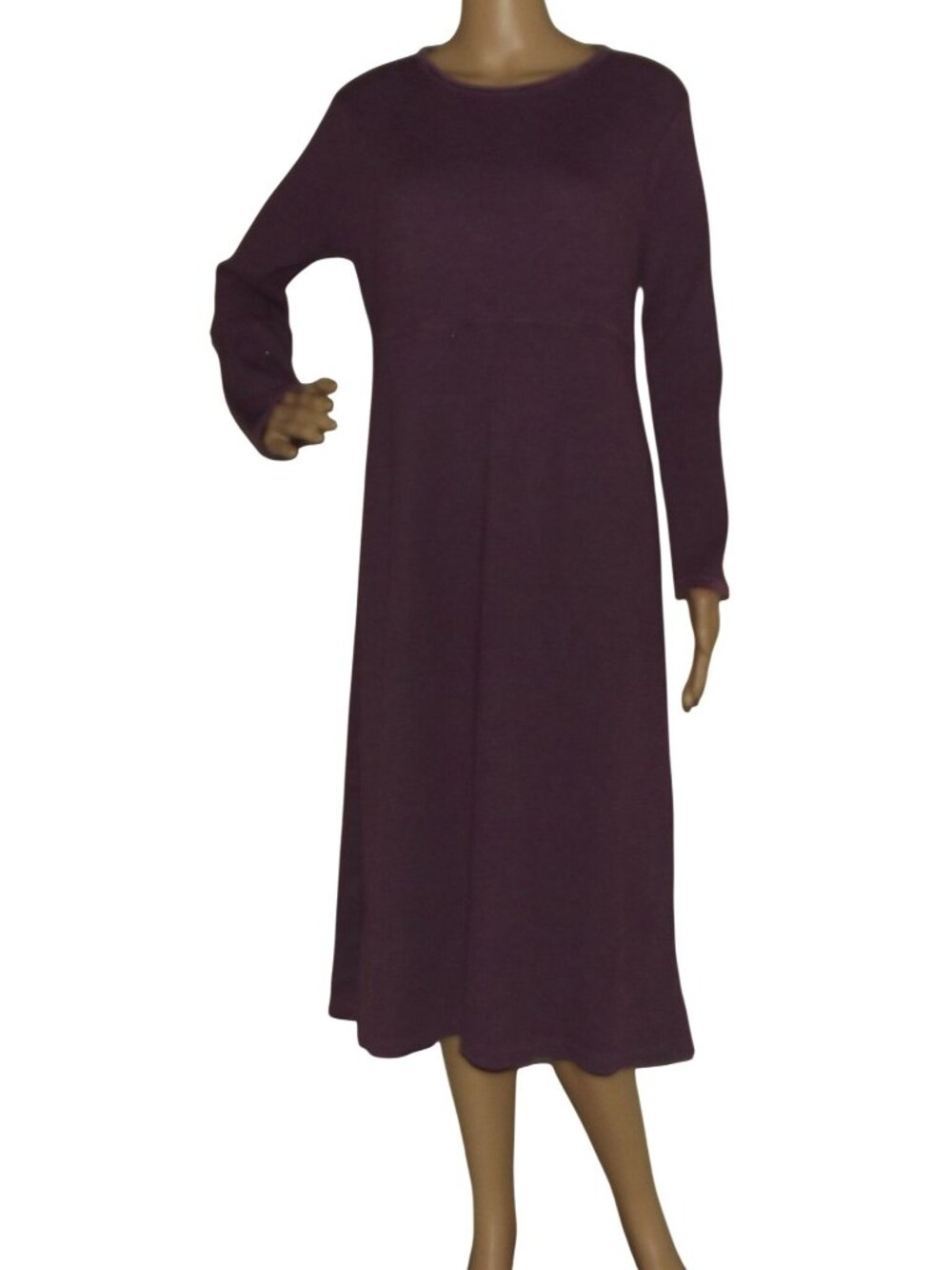 Appleseed's Vintage Midi Dress Womens Medium Purple Thermal Waffle Knit Modest